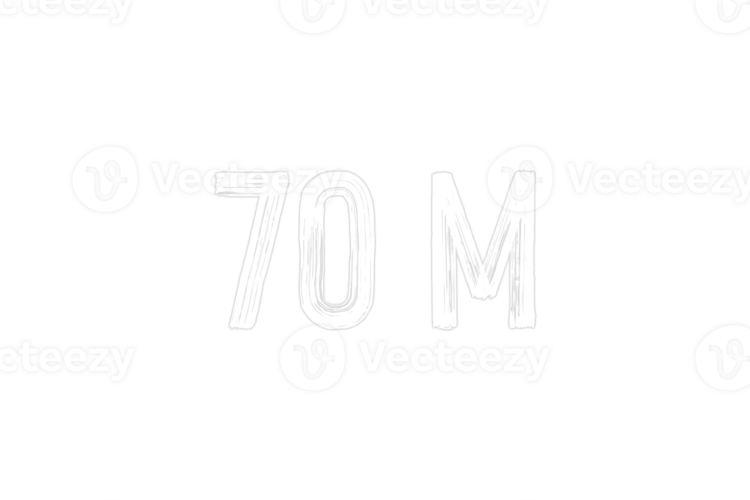 70 million subscribers celebration greeting Number with chalk design png