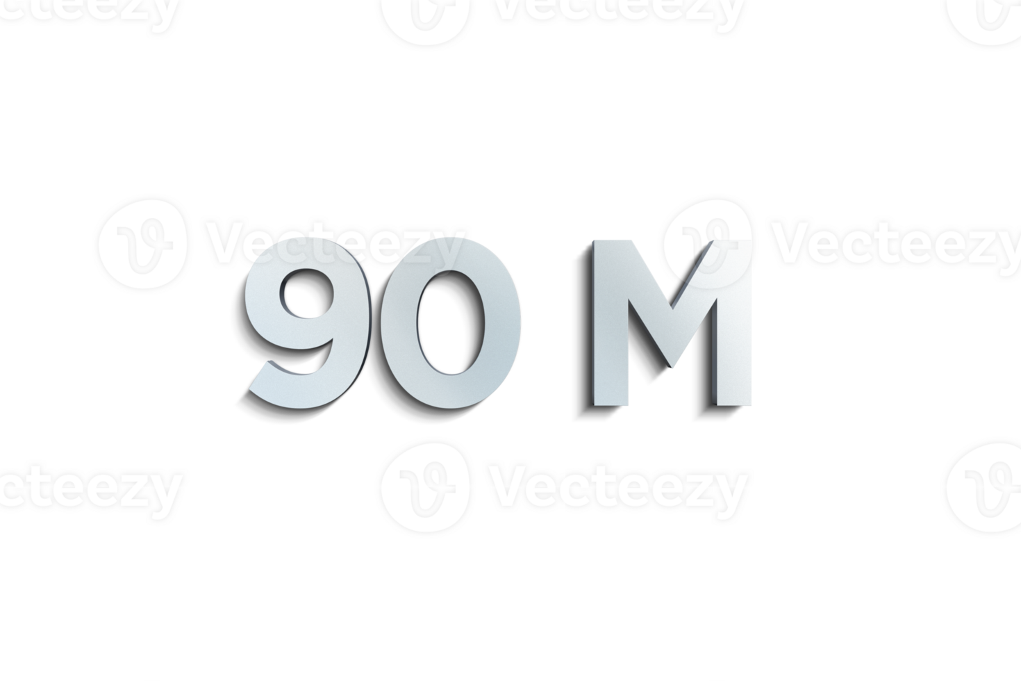 90 million subscribers celebration greeting Number with steel design png