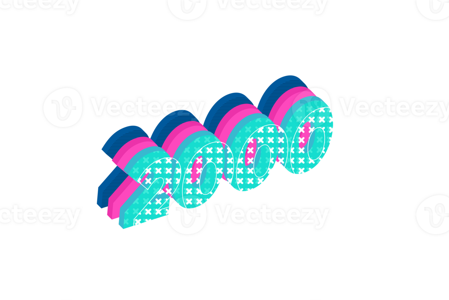 2000 subscribers celebration greeting Number with multi layers design png