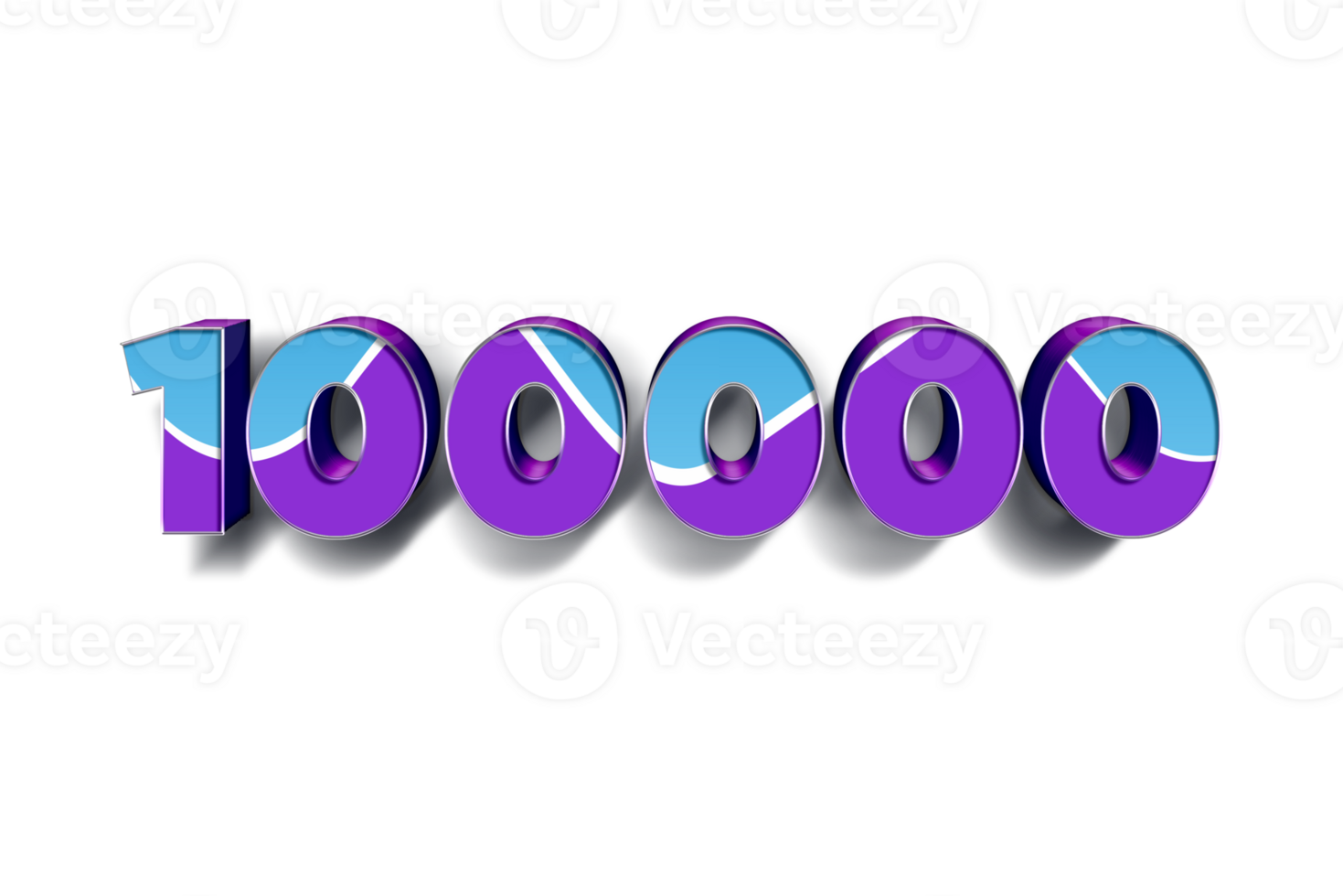 100000 subscribers celebration greeting Number with blue purple design png