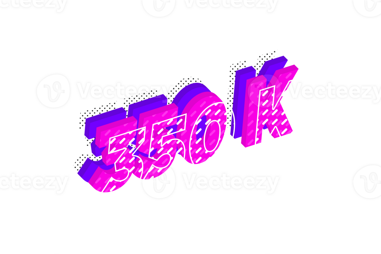 350 k subscribers celebration greeting Number with multi layer design png