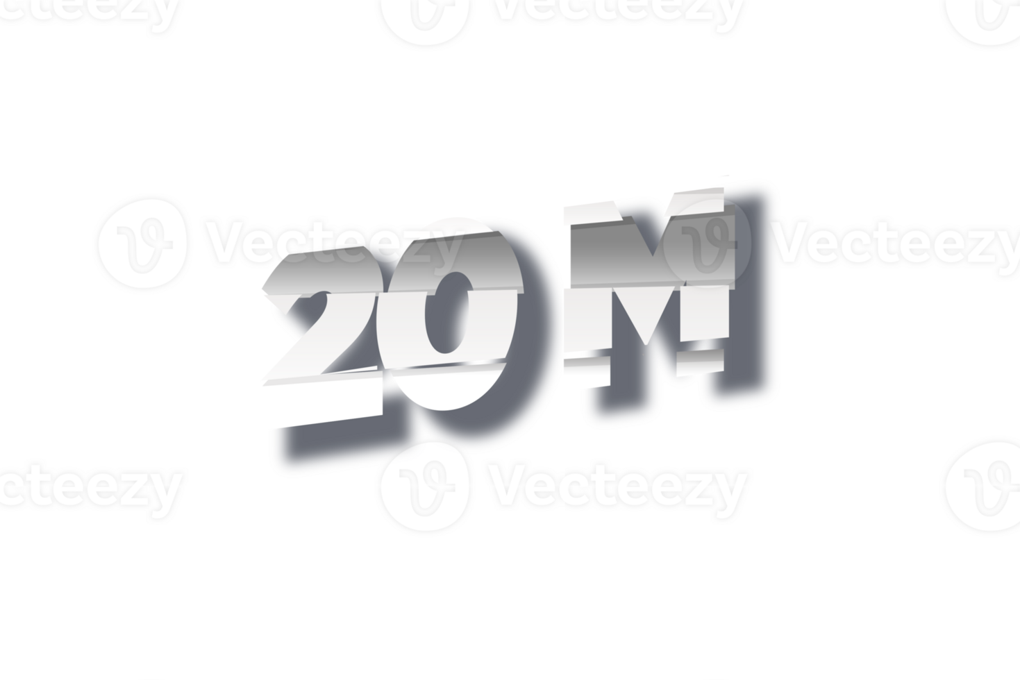 20 million subscribers celebration greeting Number with cutting design png