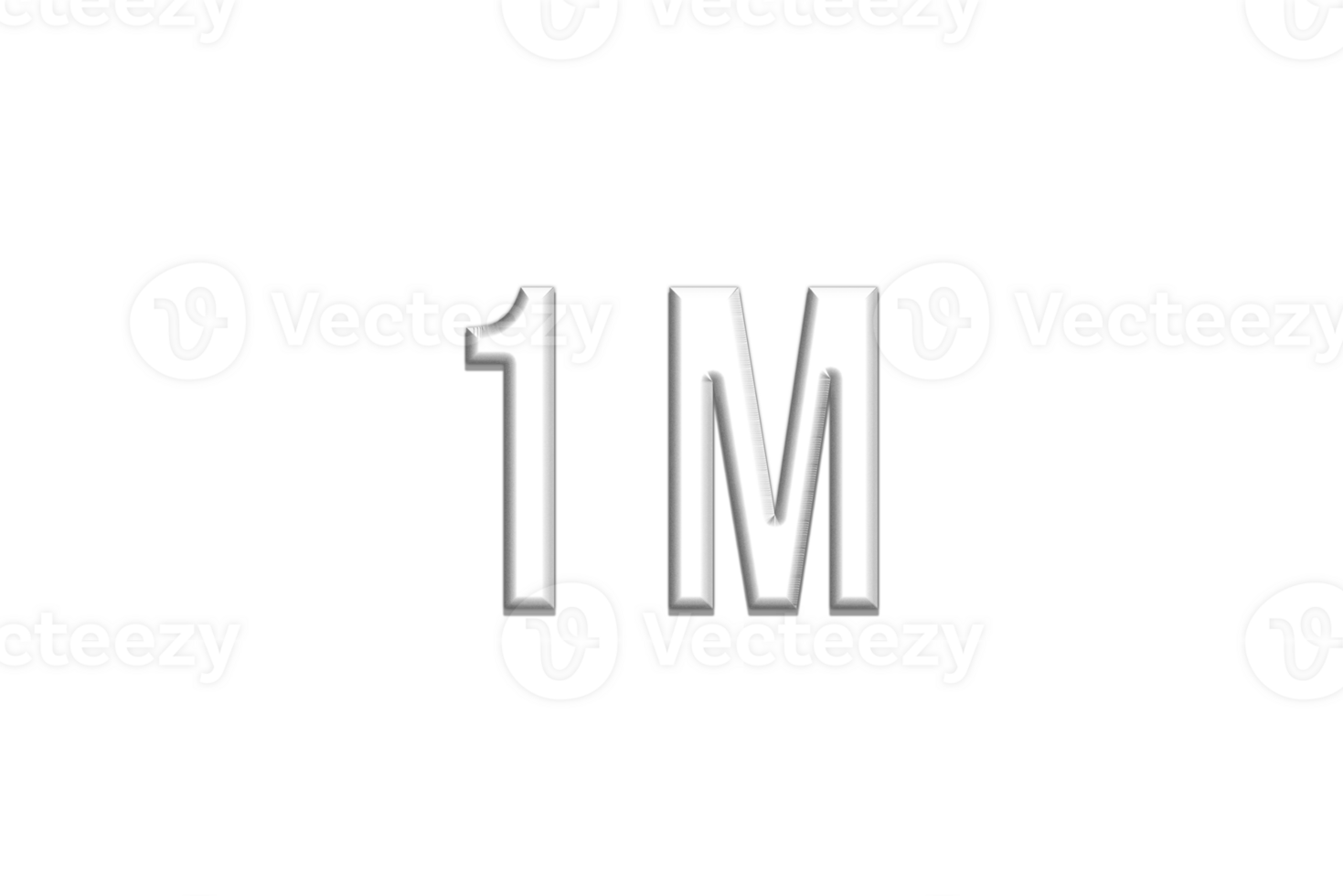 1 million subscribers celebration greeting Number with silver design png
