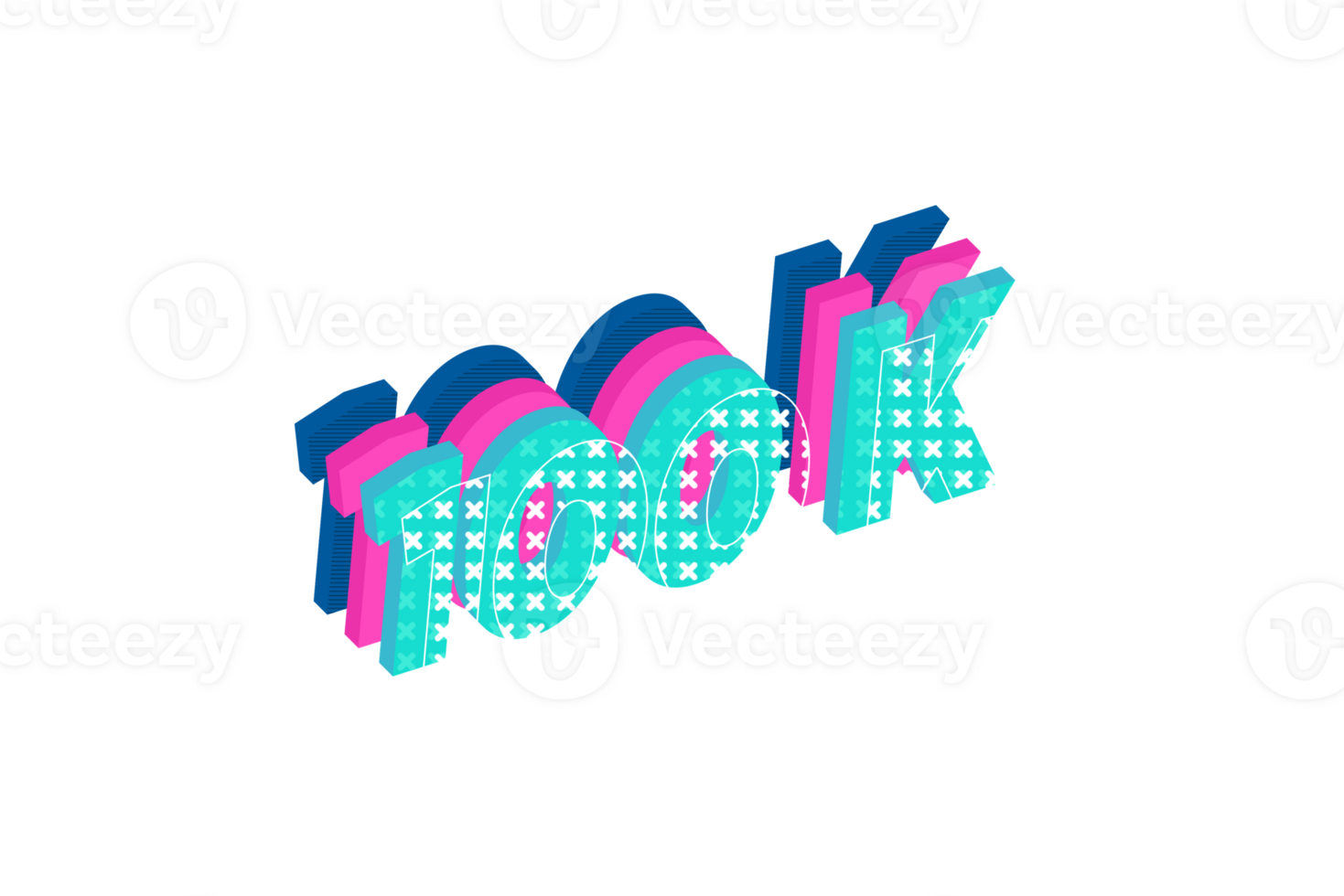 100 k subscribers celebration greeting Number with multi layers design png