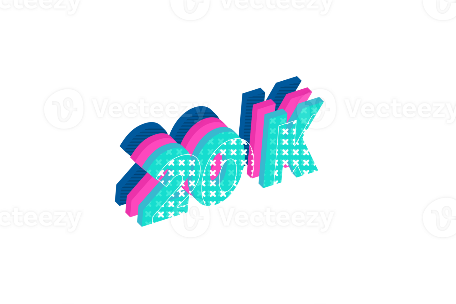 20 k subscribers celebration greeting Number with multi layers design png