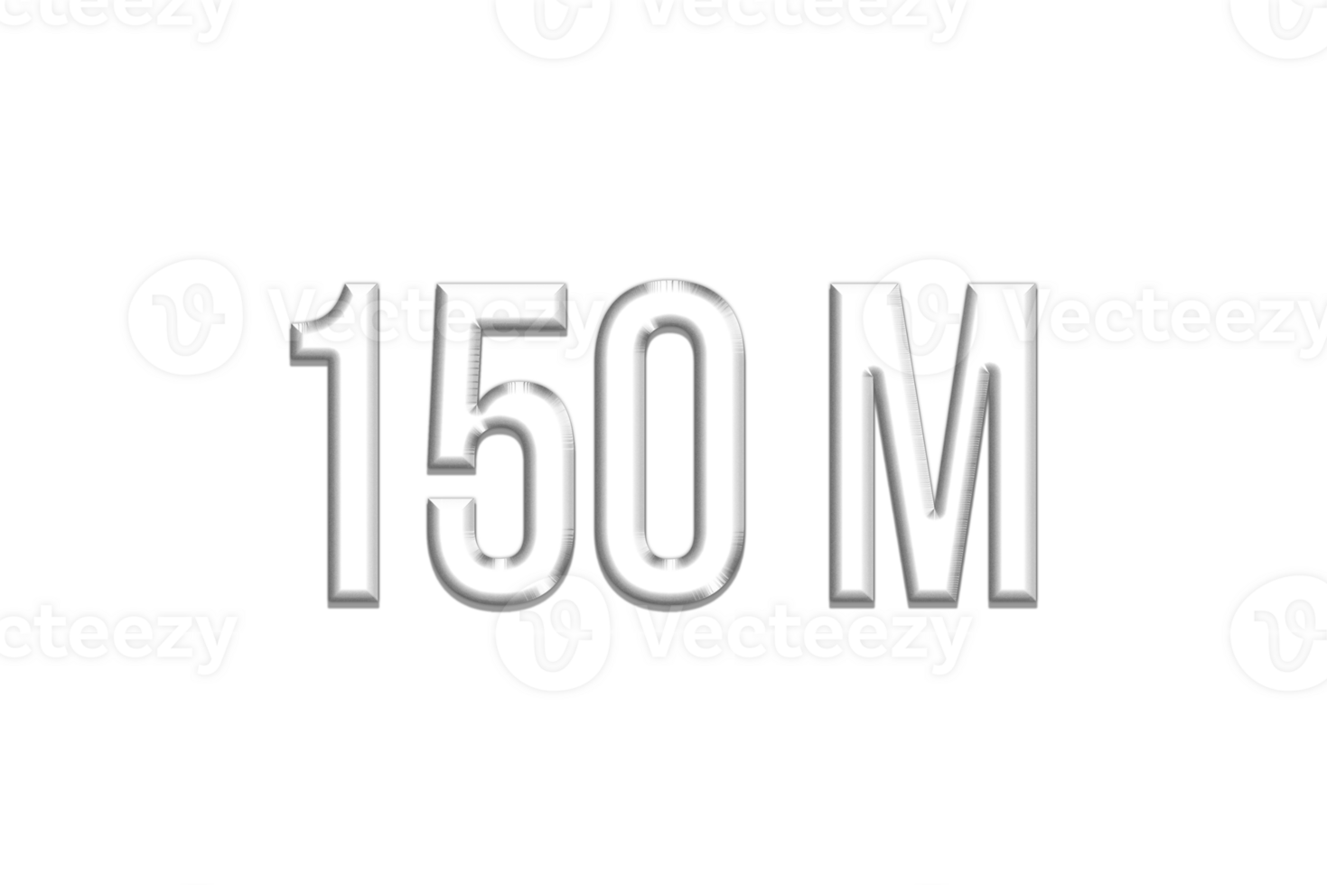 150 million subscribers celebration greeting Number with silver design png