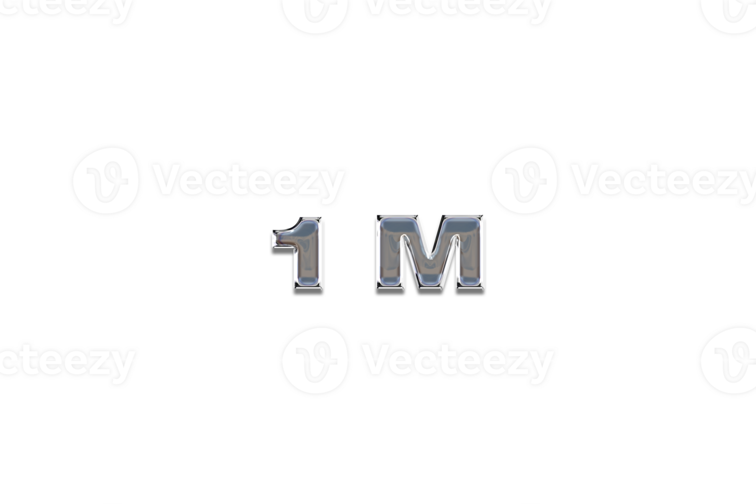 1 million subscribers celebration greeting Number with chrome design png