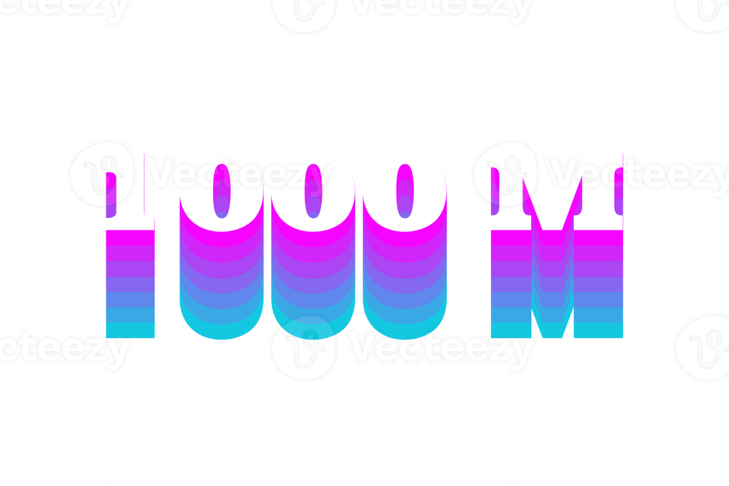 1000 million subscribers celebration greeting Number with multi color design png