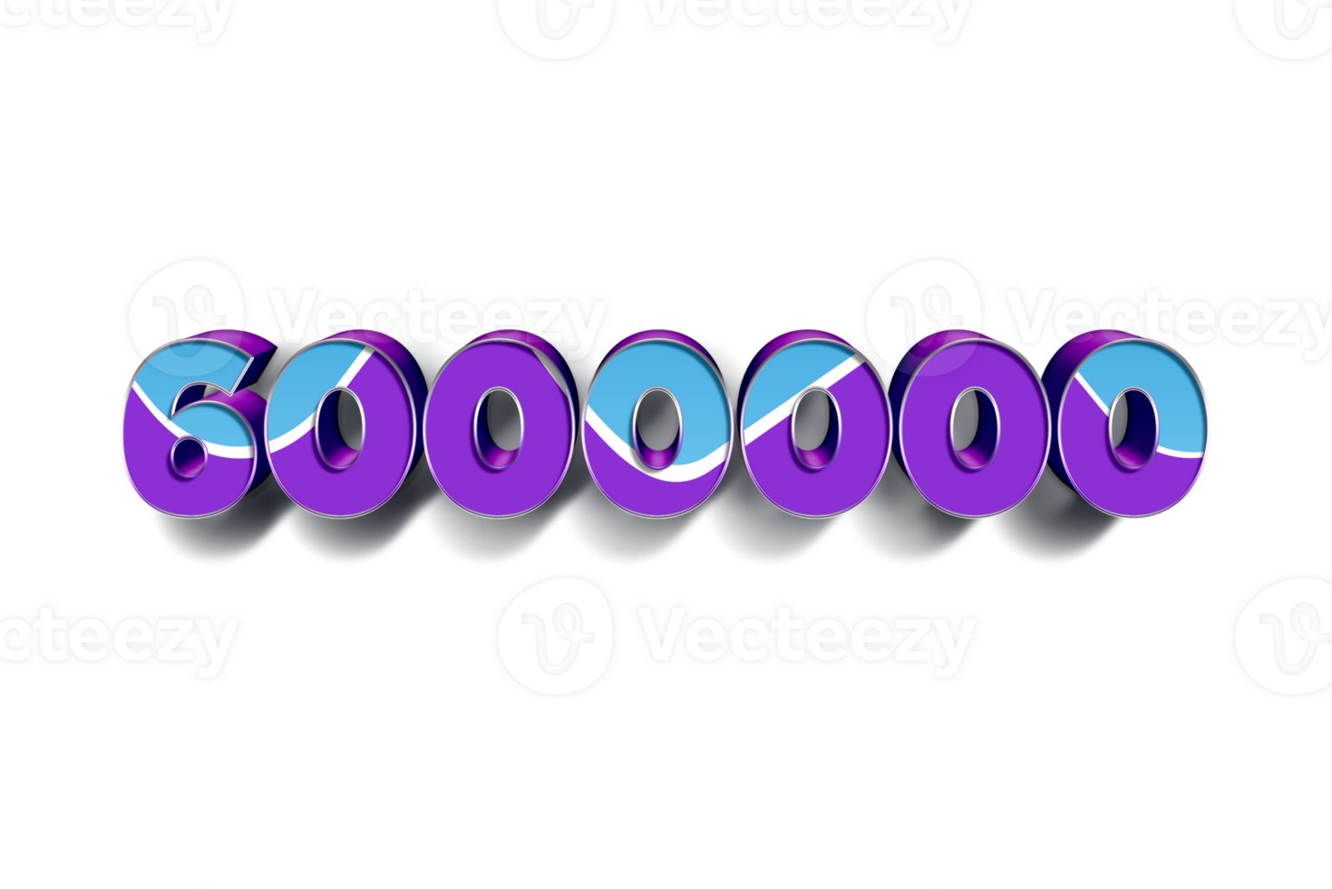 6000000 subscribers celebration greeting Number with blue purple design png