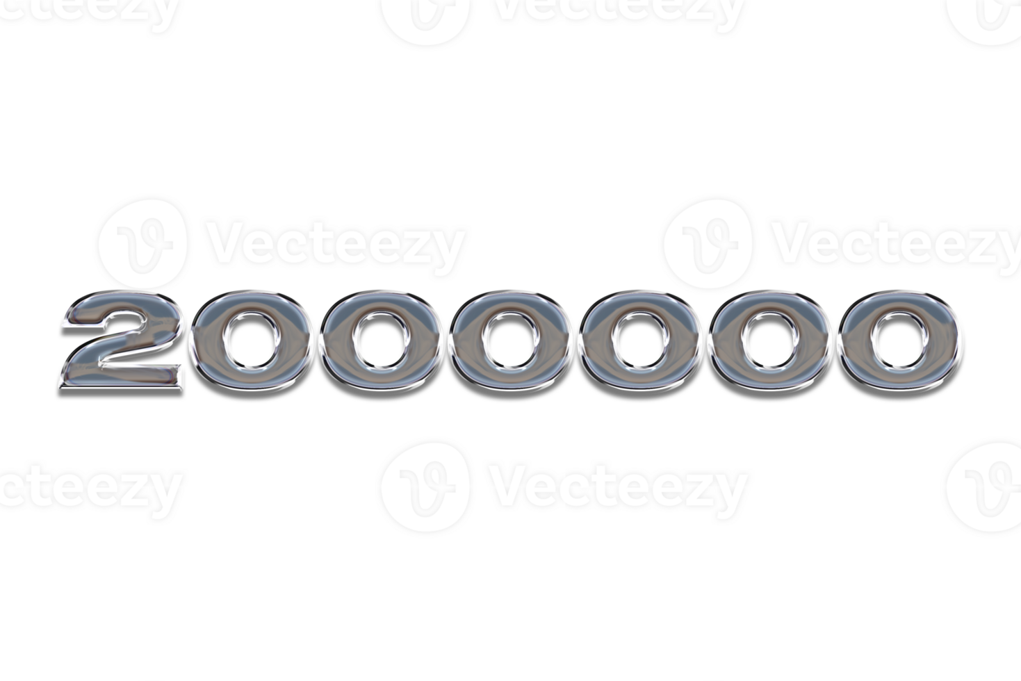 2000000 subscribers celebration greeting Number with chrome design png