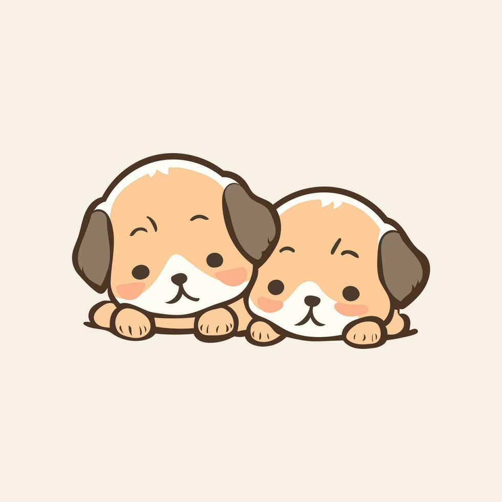 little dog couple vector