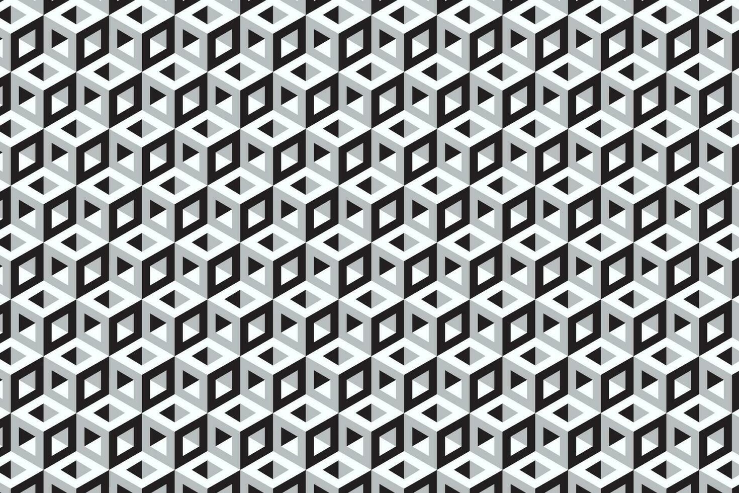 3d optical illusion grey hexagonal cube seamless pattern. Vector background.