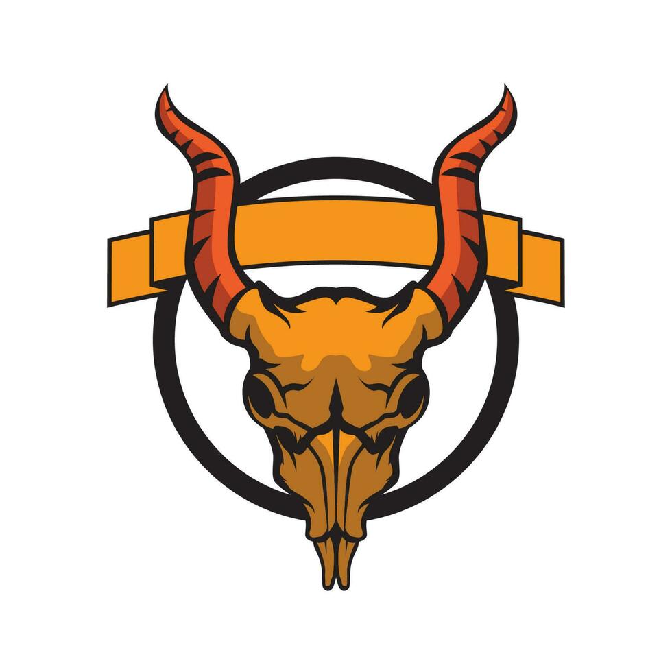 Bulls skull head mascot logo for shirt or organization vector