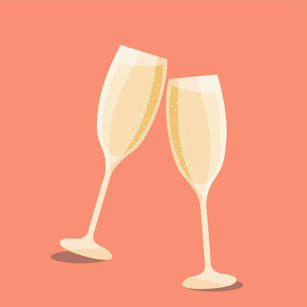 Two glasses of champagne. Holiday content. vector