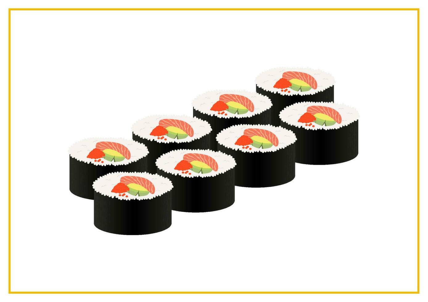 Sushi set with salmon and avocado vector