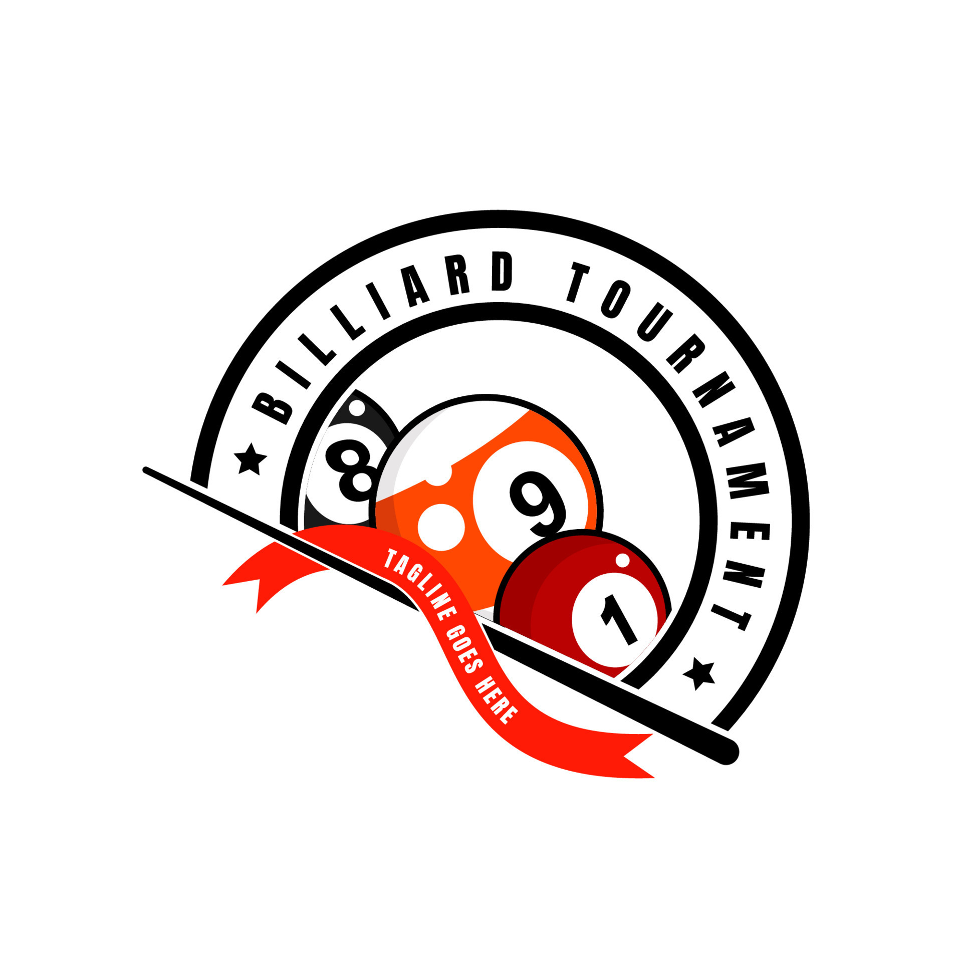 Simple billiards logo template illustration with billiard balls and