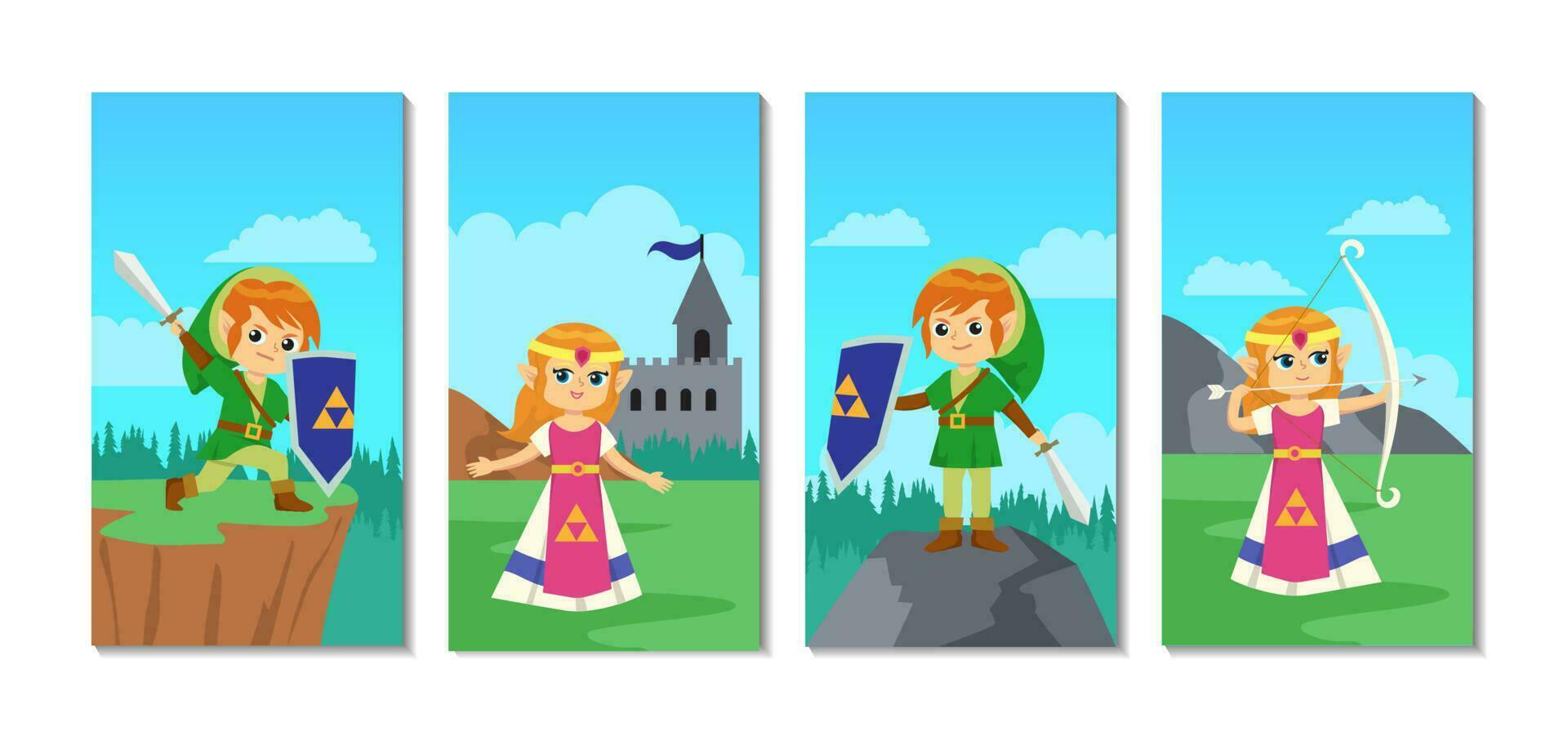 Adventure of Brave Little Elf Social Media Story Set vector