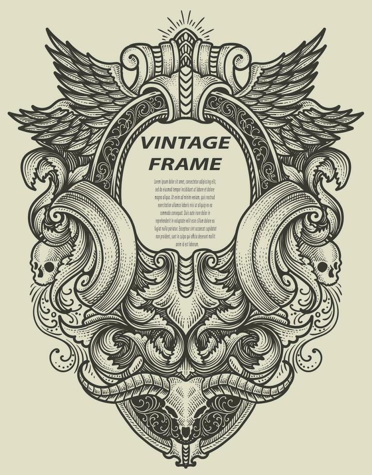 Isolated frames in baroque antique style. engraving ornament frames. vector