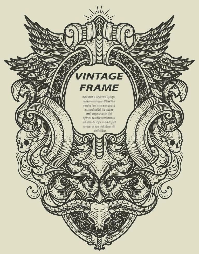 Isolated frames in baroque antique style. engraving ornament frames. vector