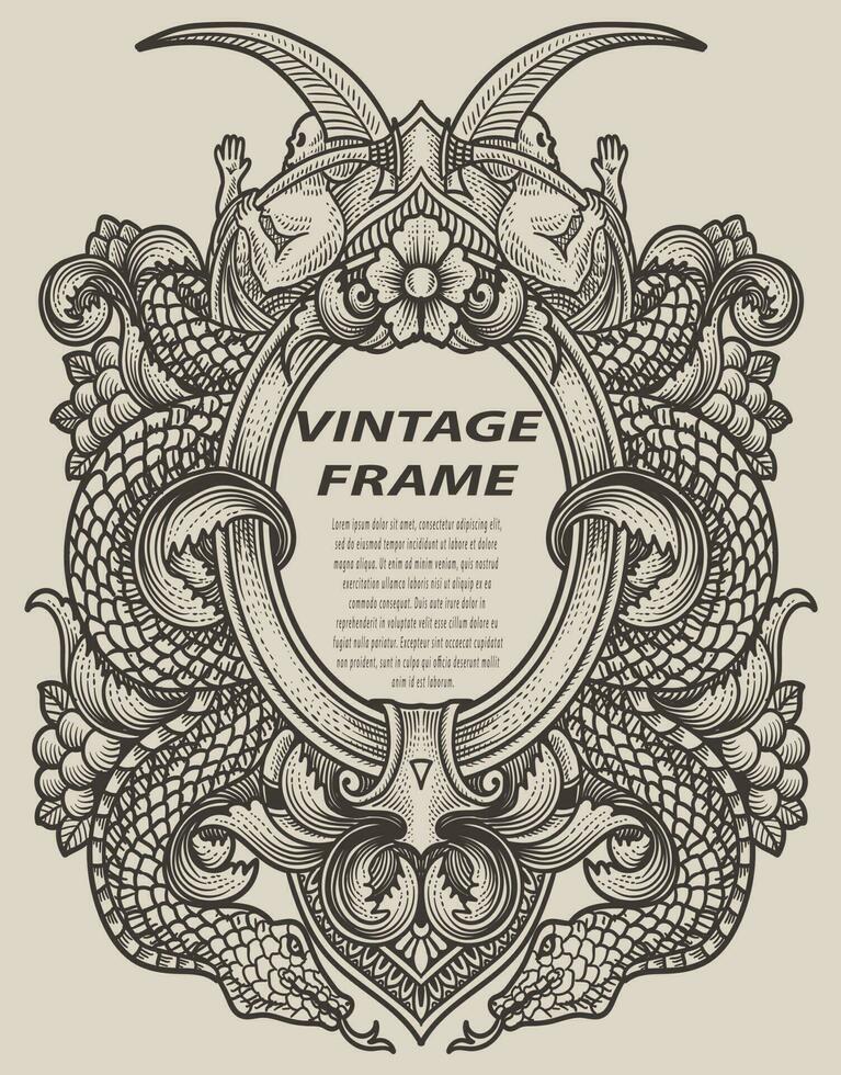 Isolated frames in baroque antique style. engraving ornament frames. vector