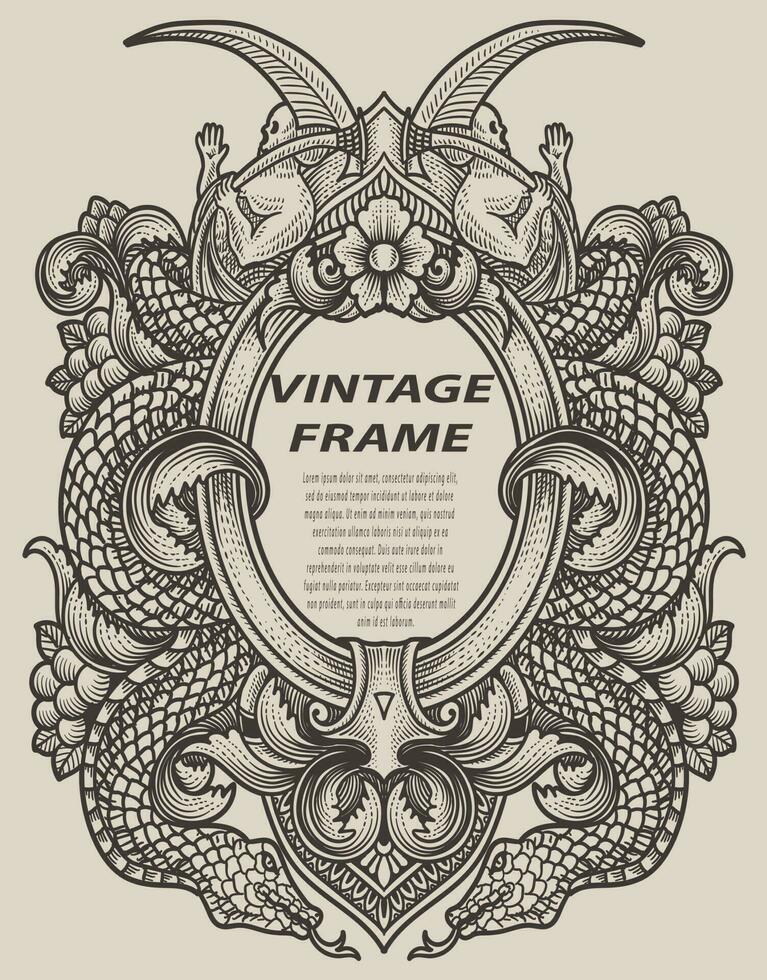 Isolated frames in baroque antique style. engraving ornament frames. vector