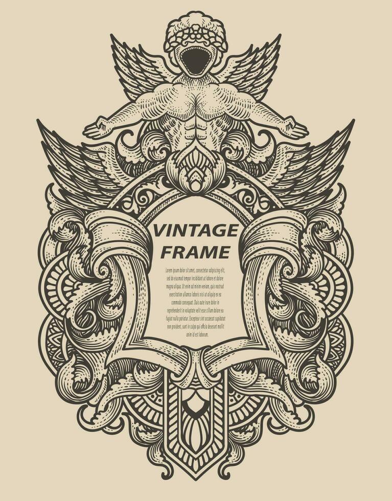 Isolated frames in baroque antique style. engraving ornament frames. vector