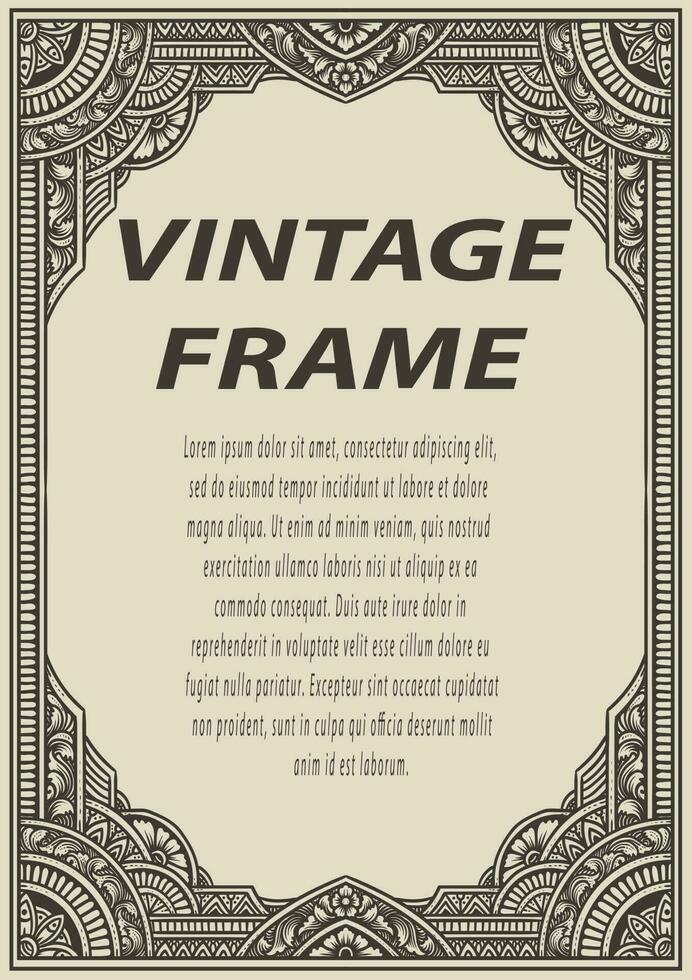 Isolated frames in baroque antique style. engraving ornament frames. vector