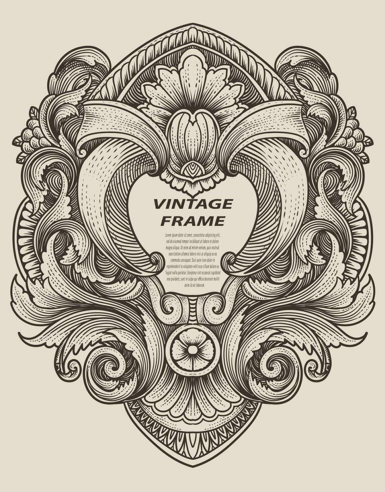 Isolated frames in baroque antique style. engraving ornament frames. vector