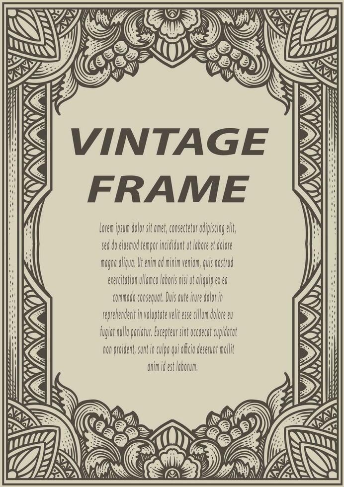 Isolated frames in baroque antique style. engraving ornament frames. vector