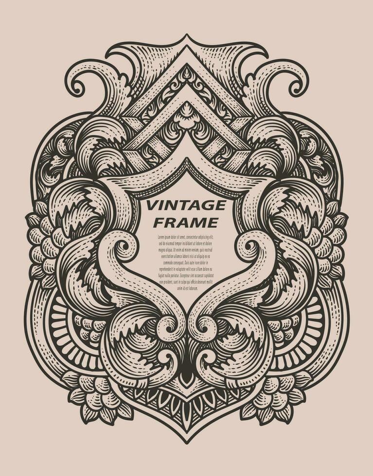 Isolated frames in baroque antique style. engraving ornament frames. vector