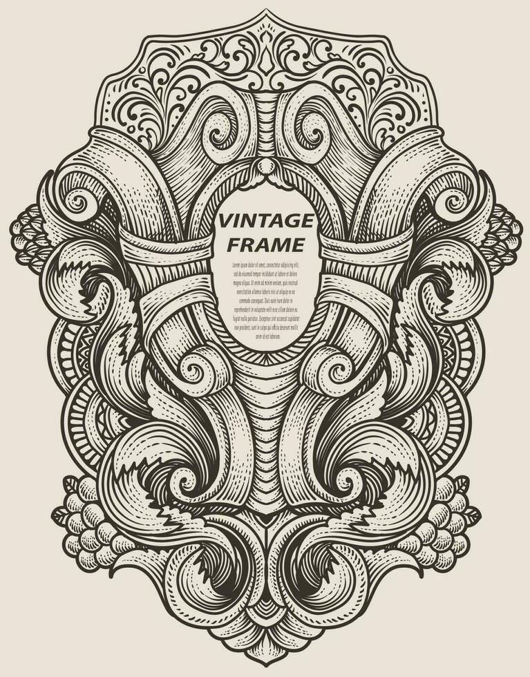 Isolated frames in baroque antique style. engraving ornament frames. vector