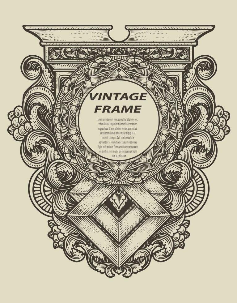 Isolated frames in baroque antique style. engraving ornament frames. vector