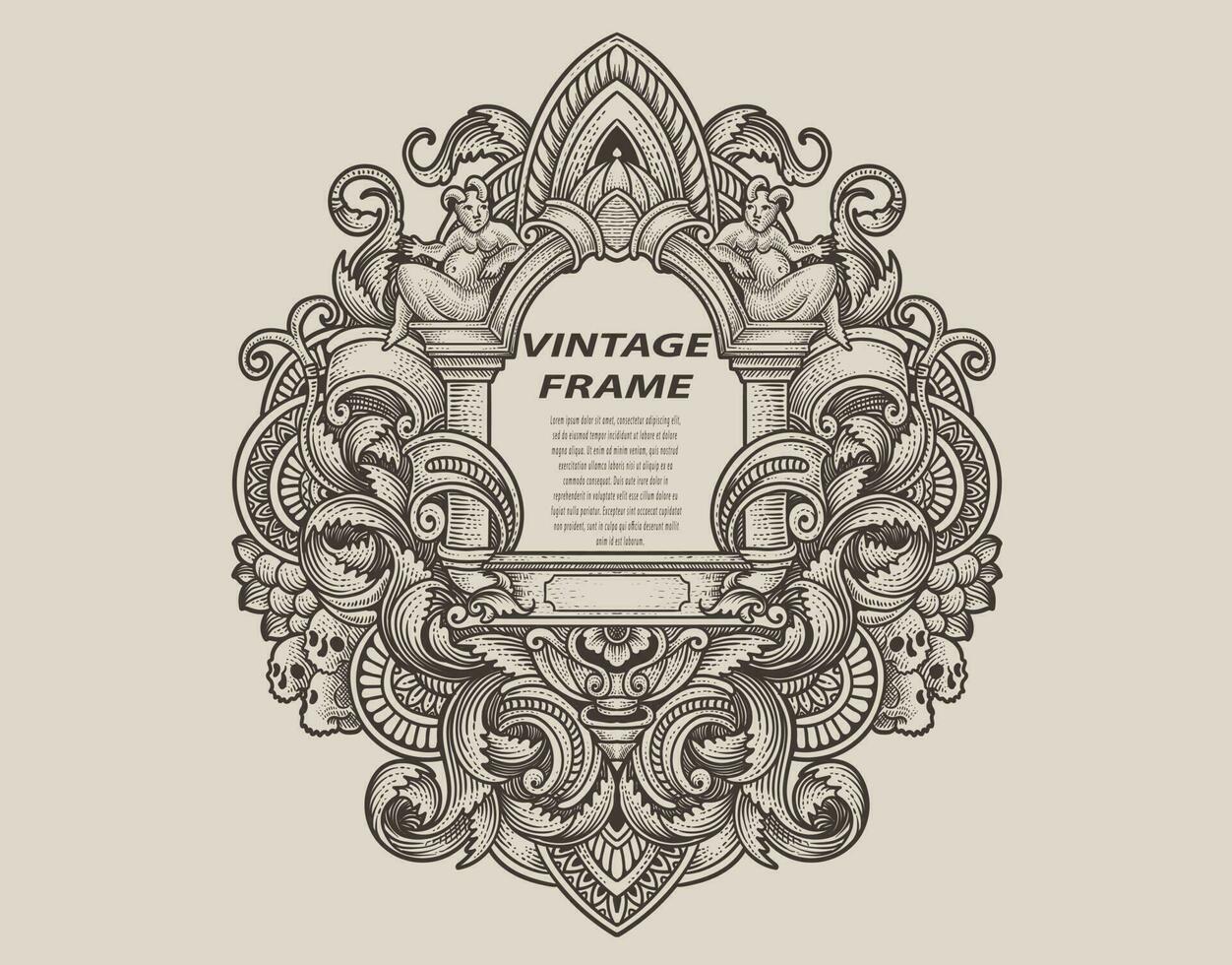 Isolated frames in baroque antique style. engraving ornament frames. vector