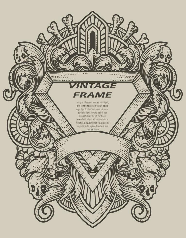 Isolated frames in baroque antique style. engraving ornament frames. vector