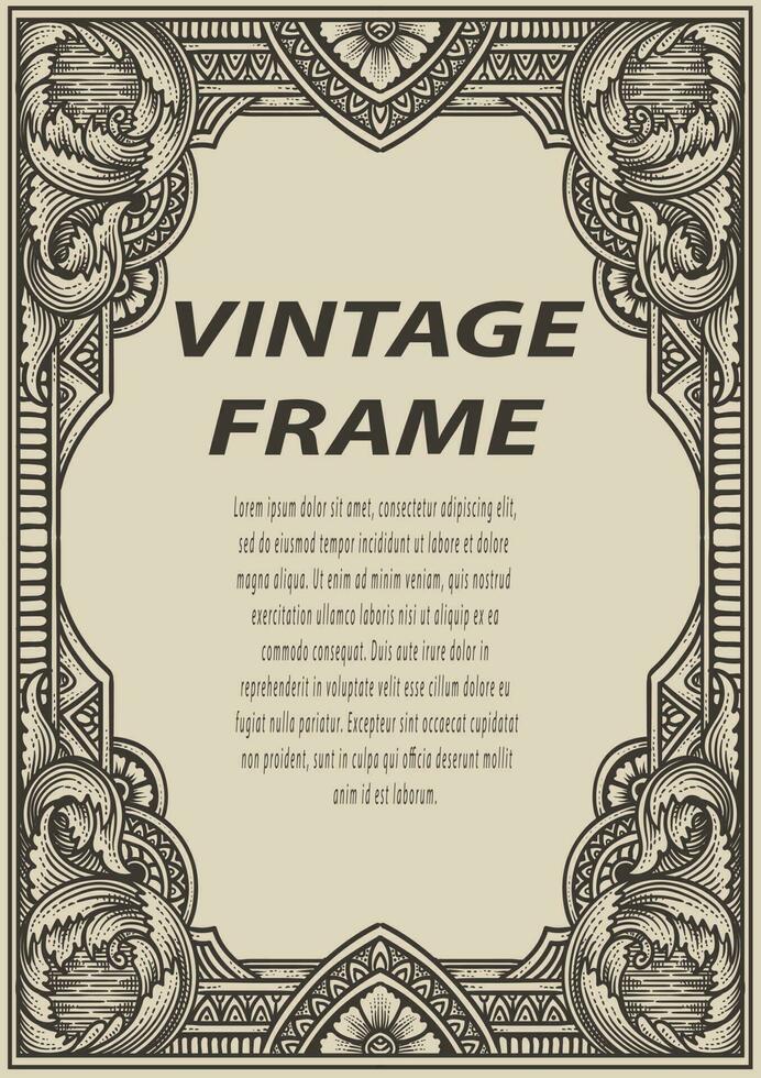 Isolated frames in baroque antique style. engraving ornament frames. vector