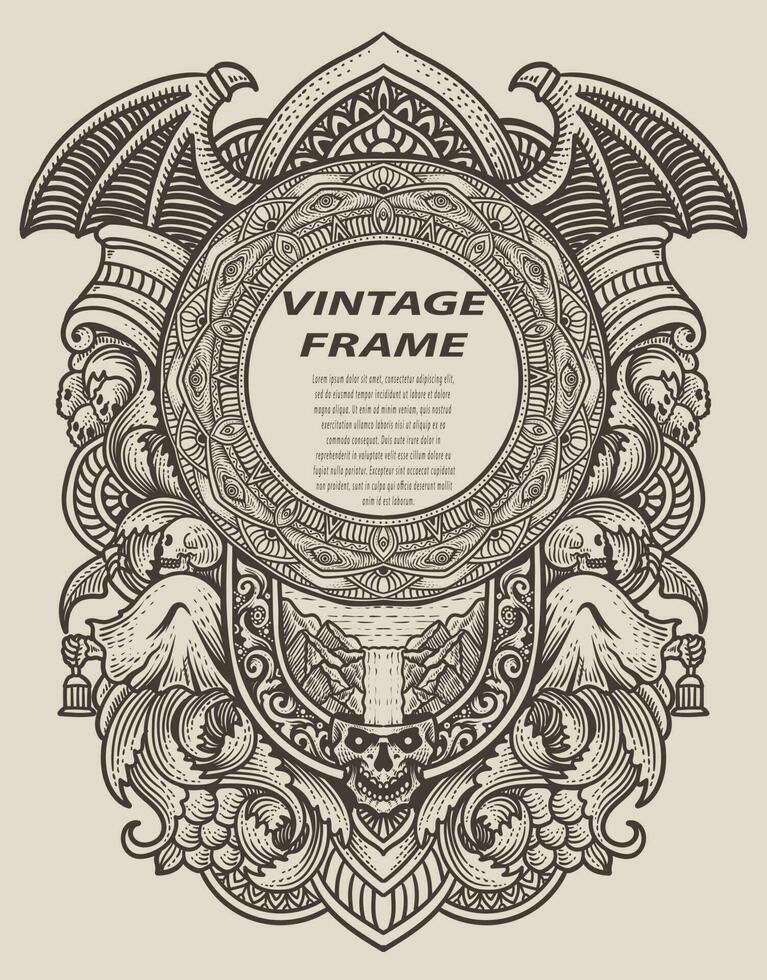 Isolated frames in baroque antique style. engraving ornament frames. vector