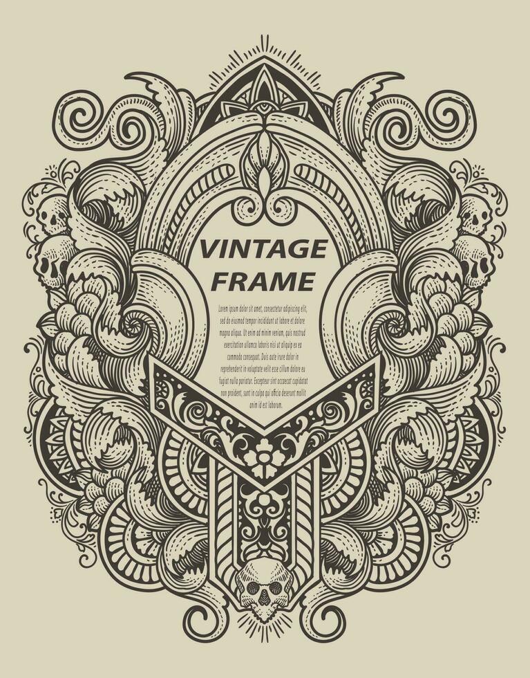 Isolated frames in baroque antique style. engraving ornament frames. vector