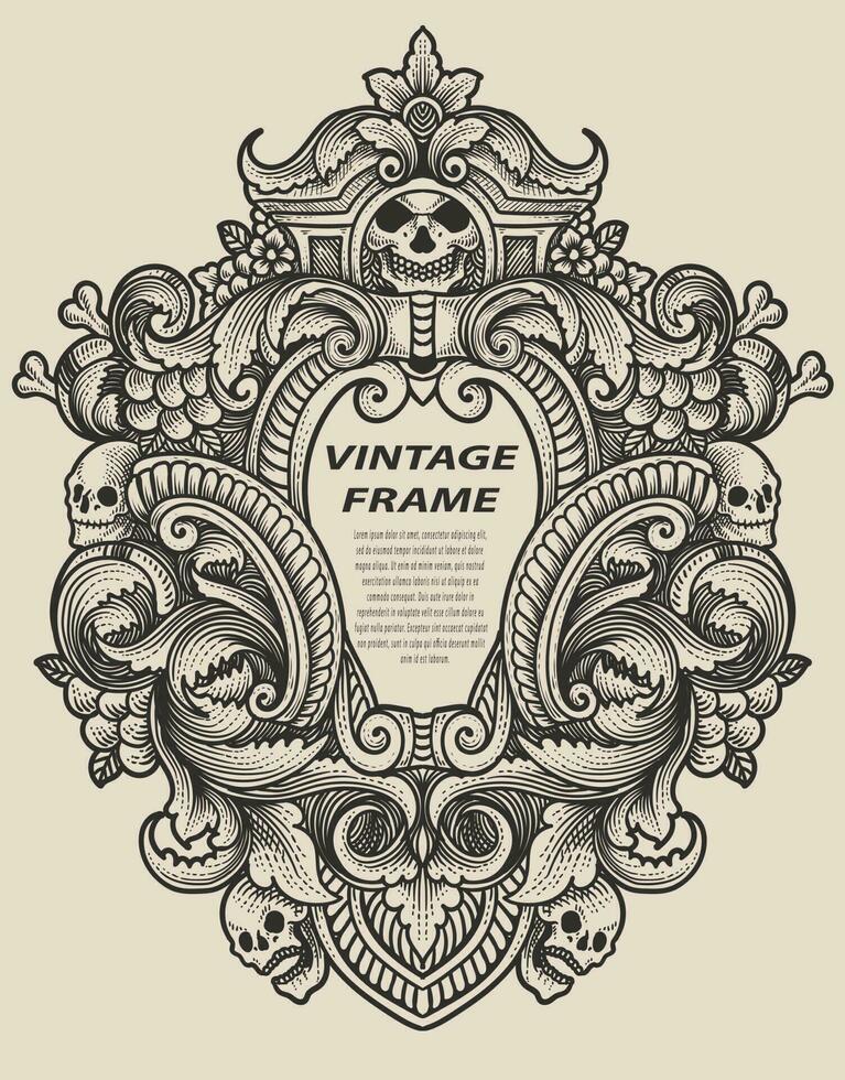 Isolated frames in baroque antique style. engraving ornament frames. vector
