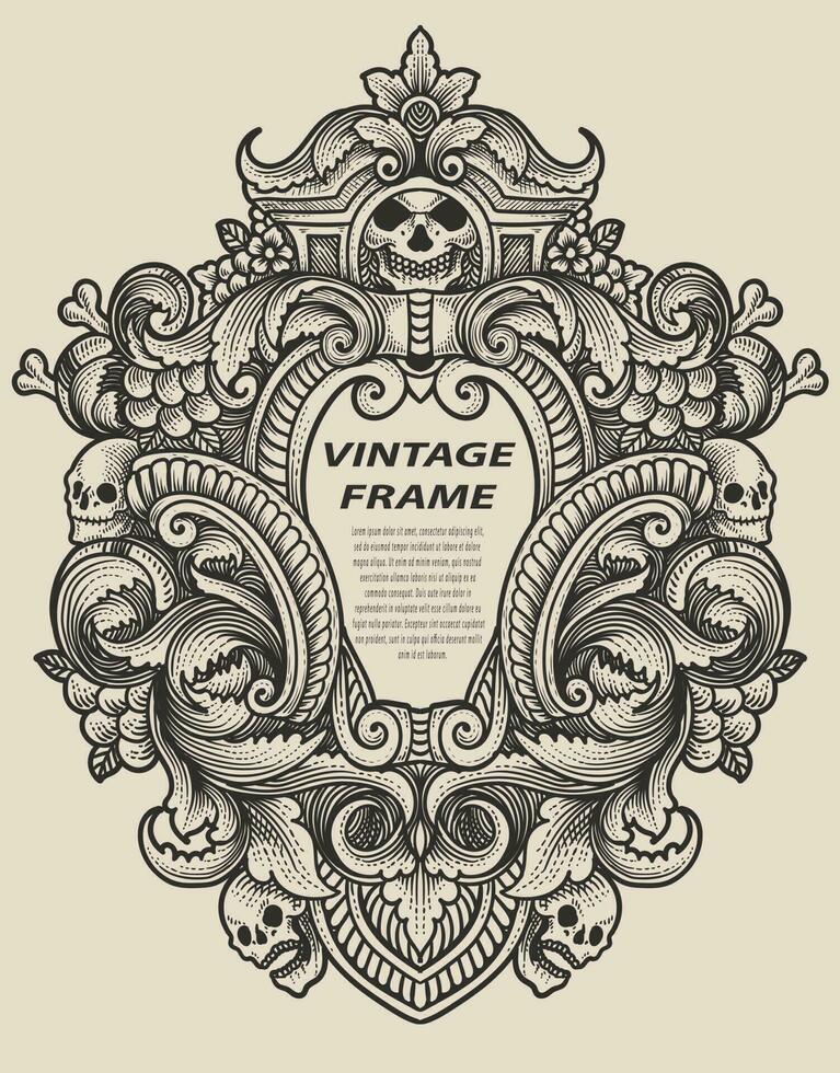 Isolated frames in baroque antique style. engraving ornament frames. vector