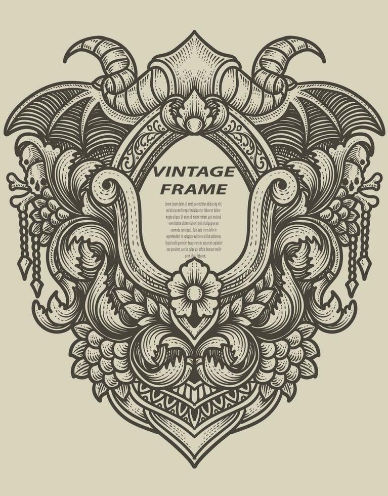 Isolated frames in baroque antique style. engraving ornament frames. vector