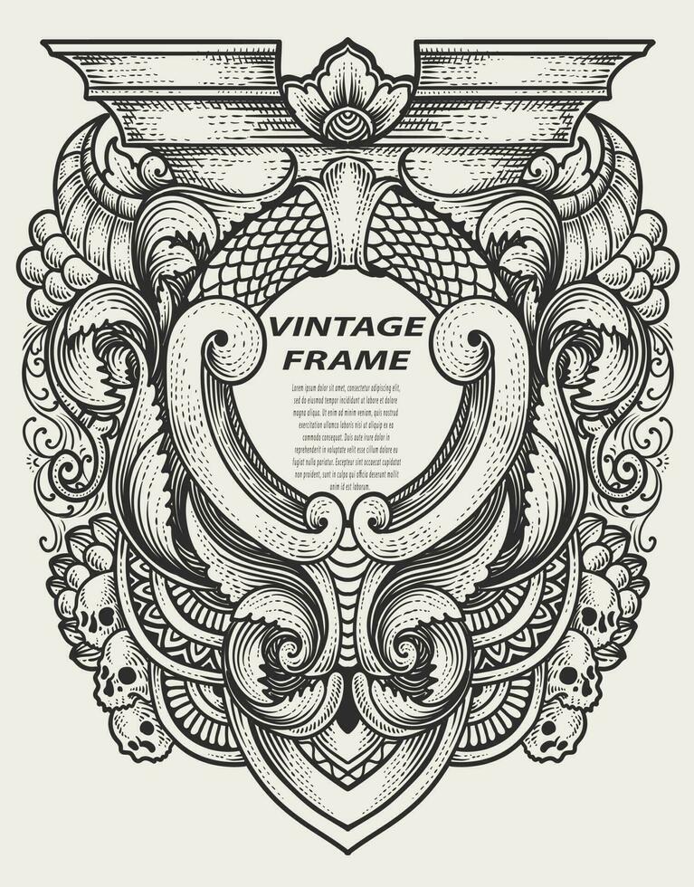 Isolated frames in baroque antique style. engraving ornament frames. vector