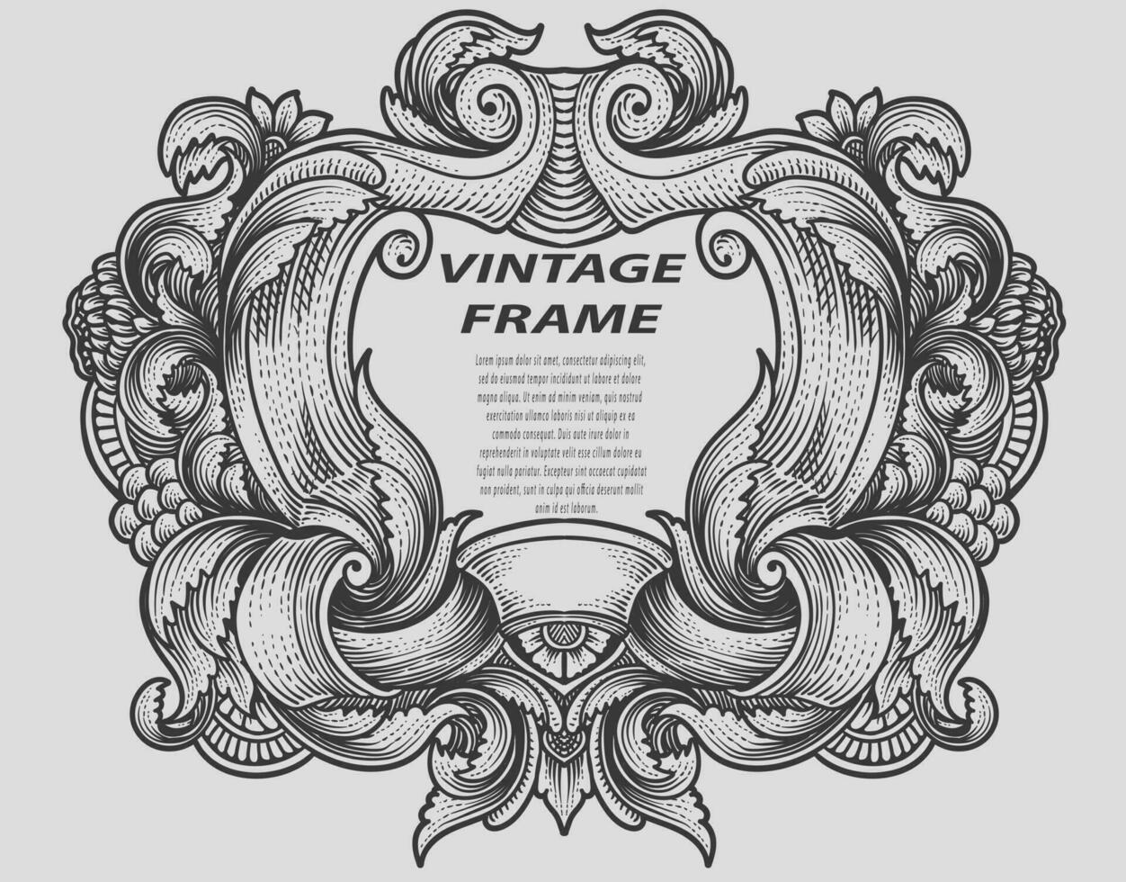 Isolated frames in baroque antique style. engraving ornament frames. vector