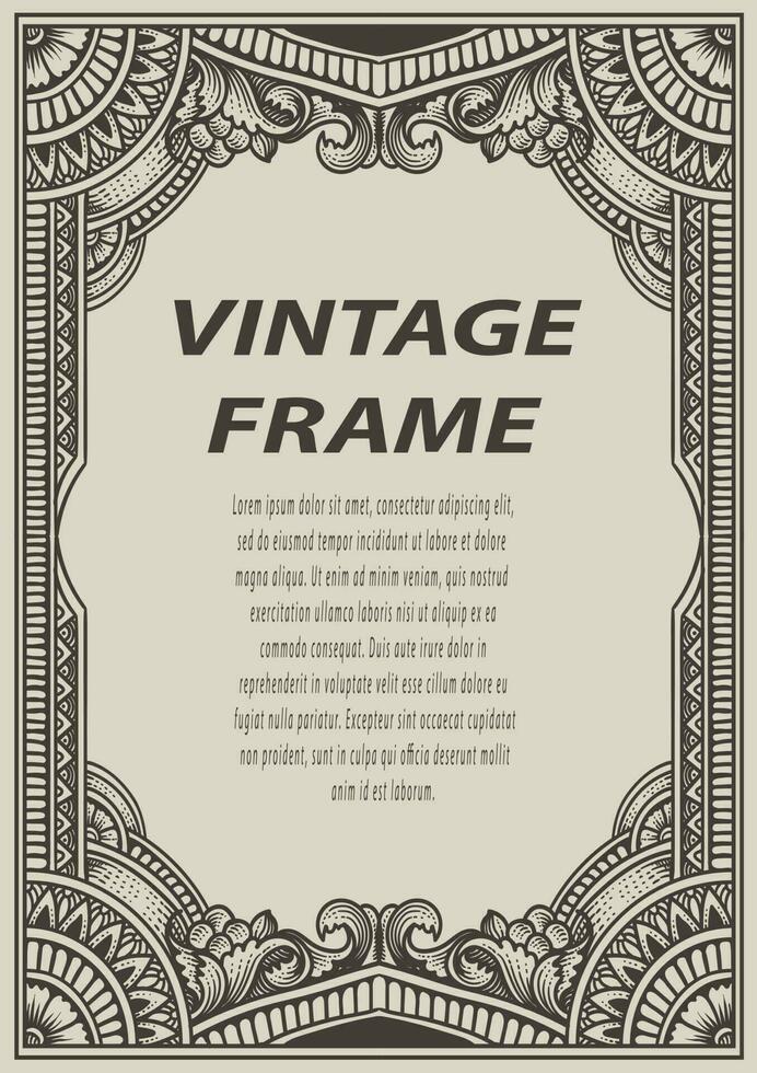 Isolated frames in baroque antique style. engraving ornament frames. vector