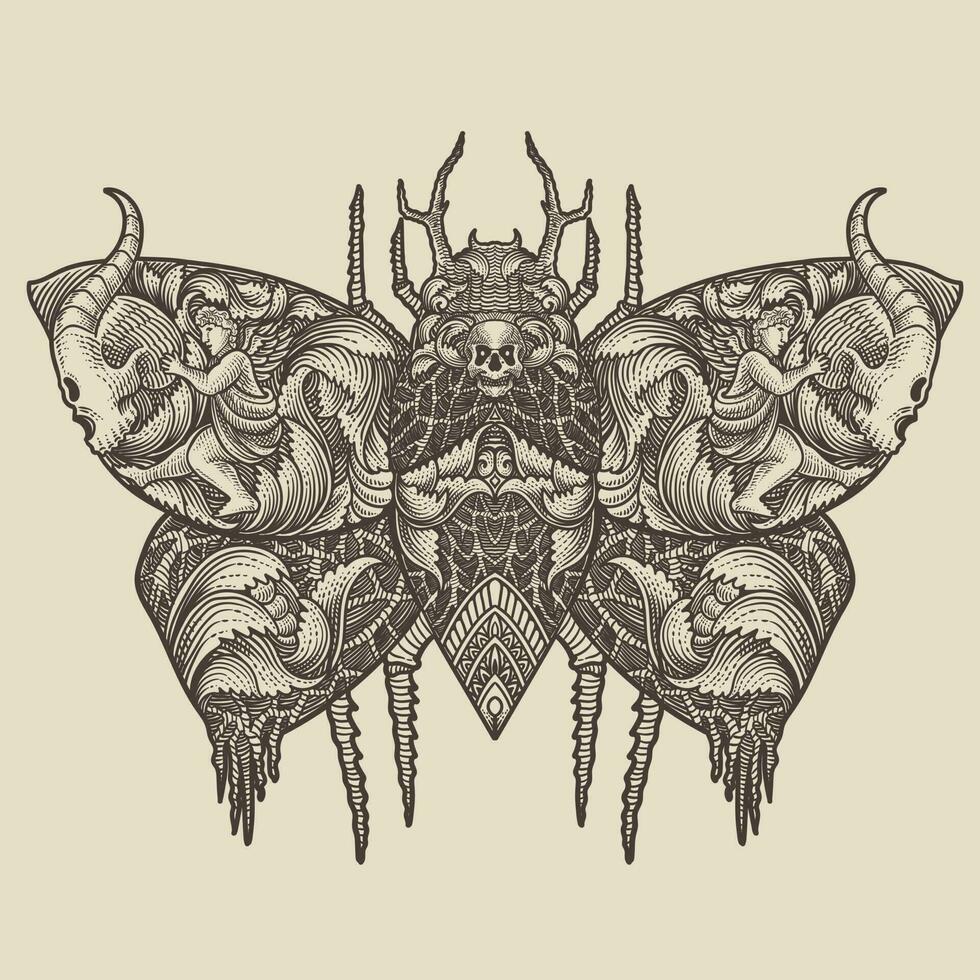 illustration butterfly with dark art style vector