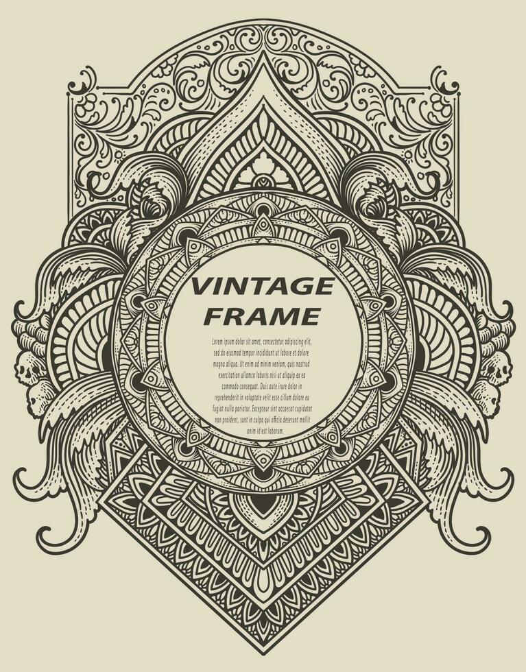 Isolated frames in baroque antique style. engraving ornament frames. vector