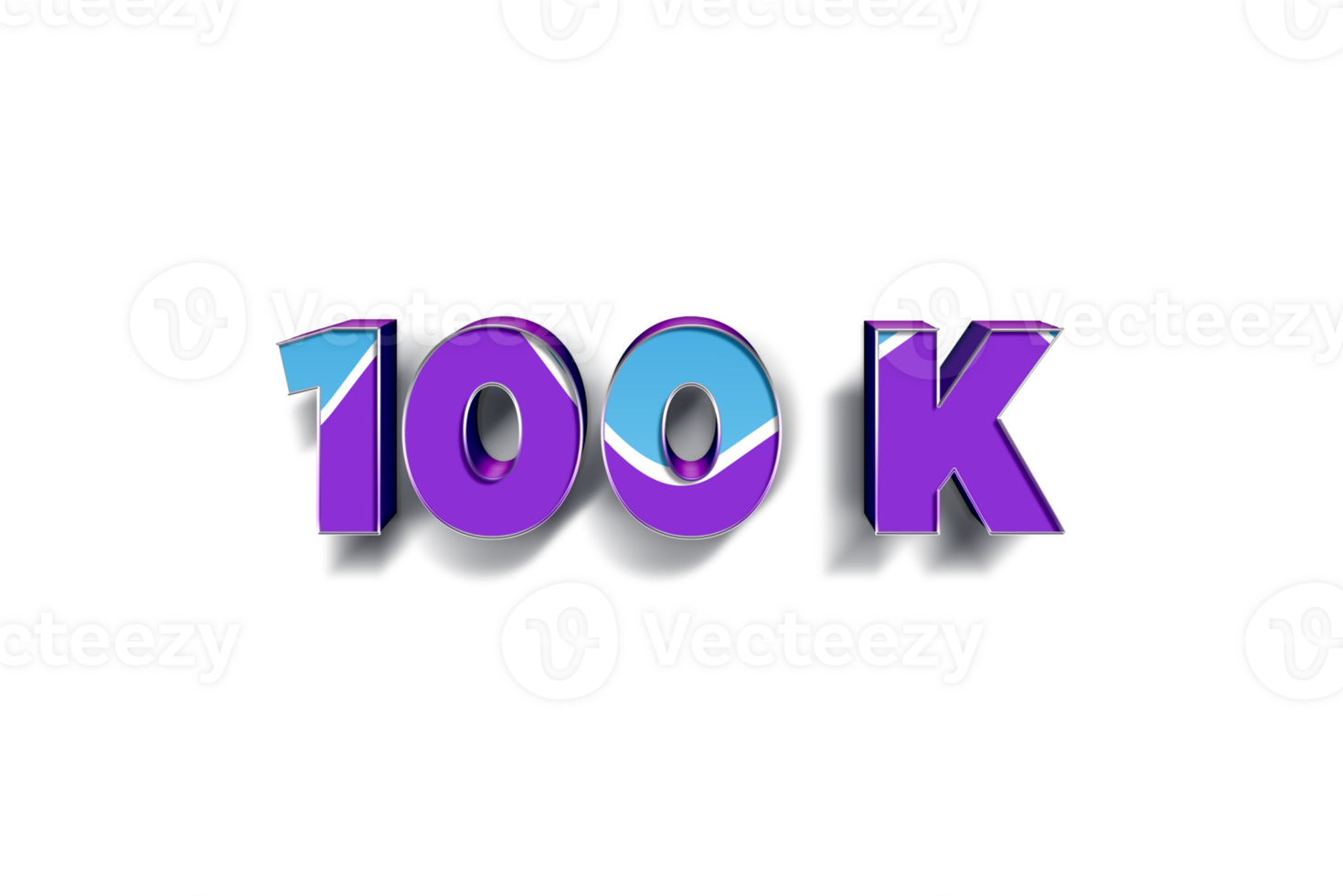 100 k subscribers celebration greeting Number with blue purple design png