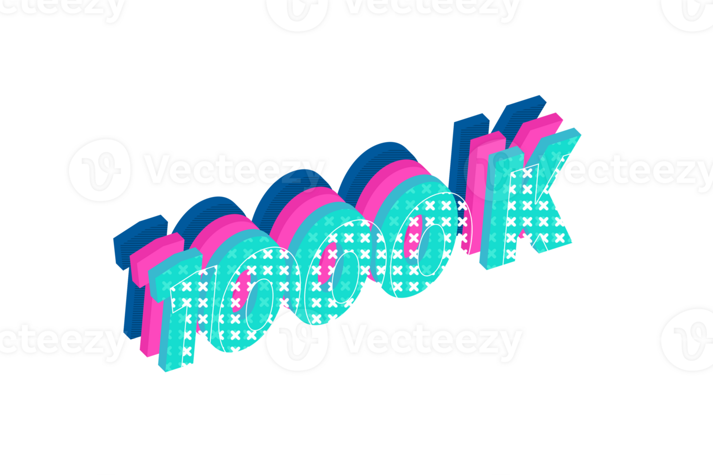 1000 k subscribers celebration greeting Number with multi layers design png