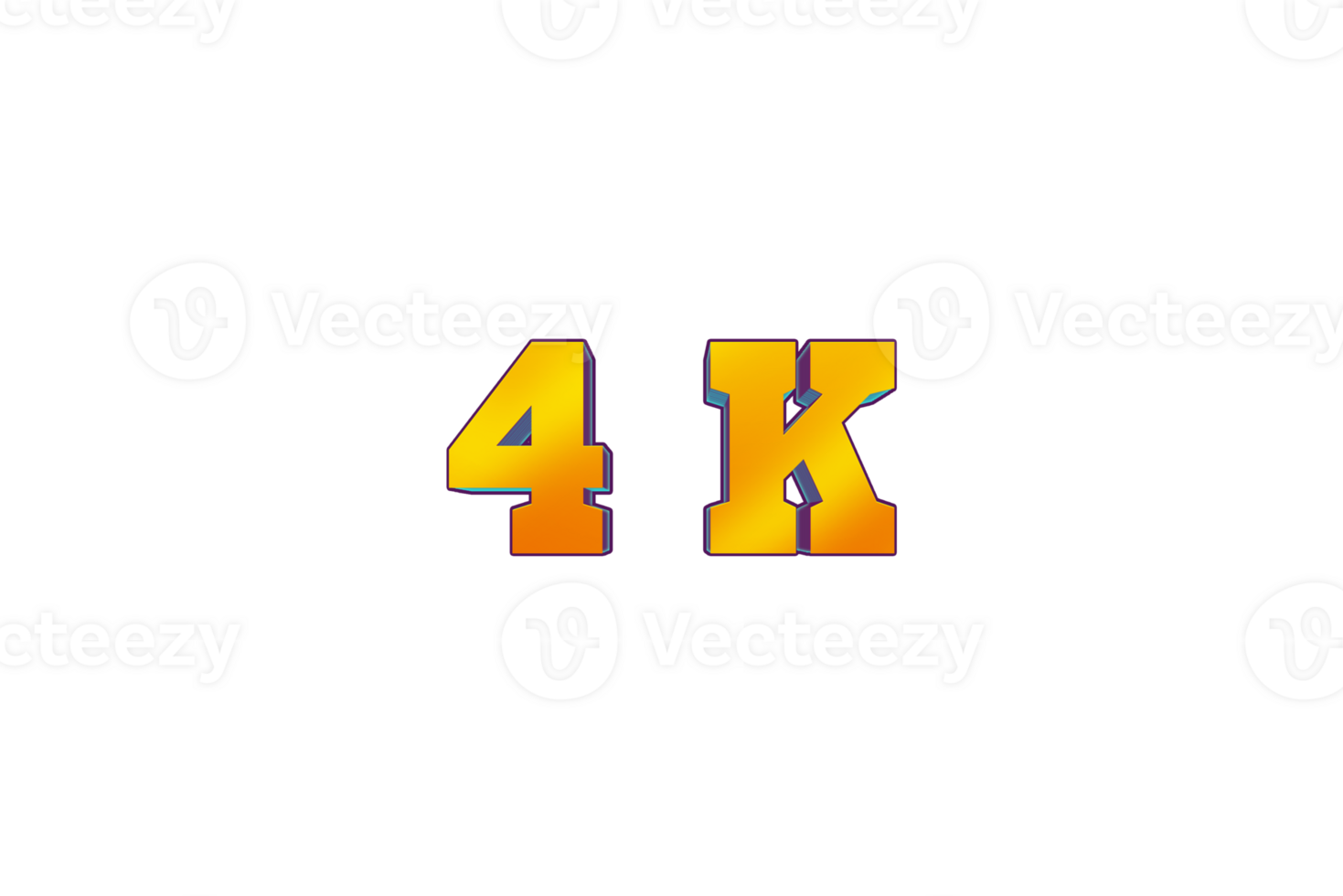 4 k subscribers celebration greeting Number with 3d design png