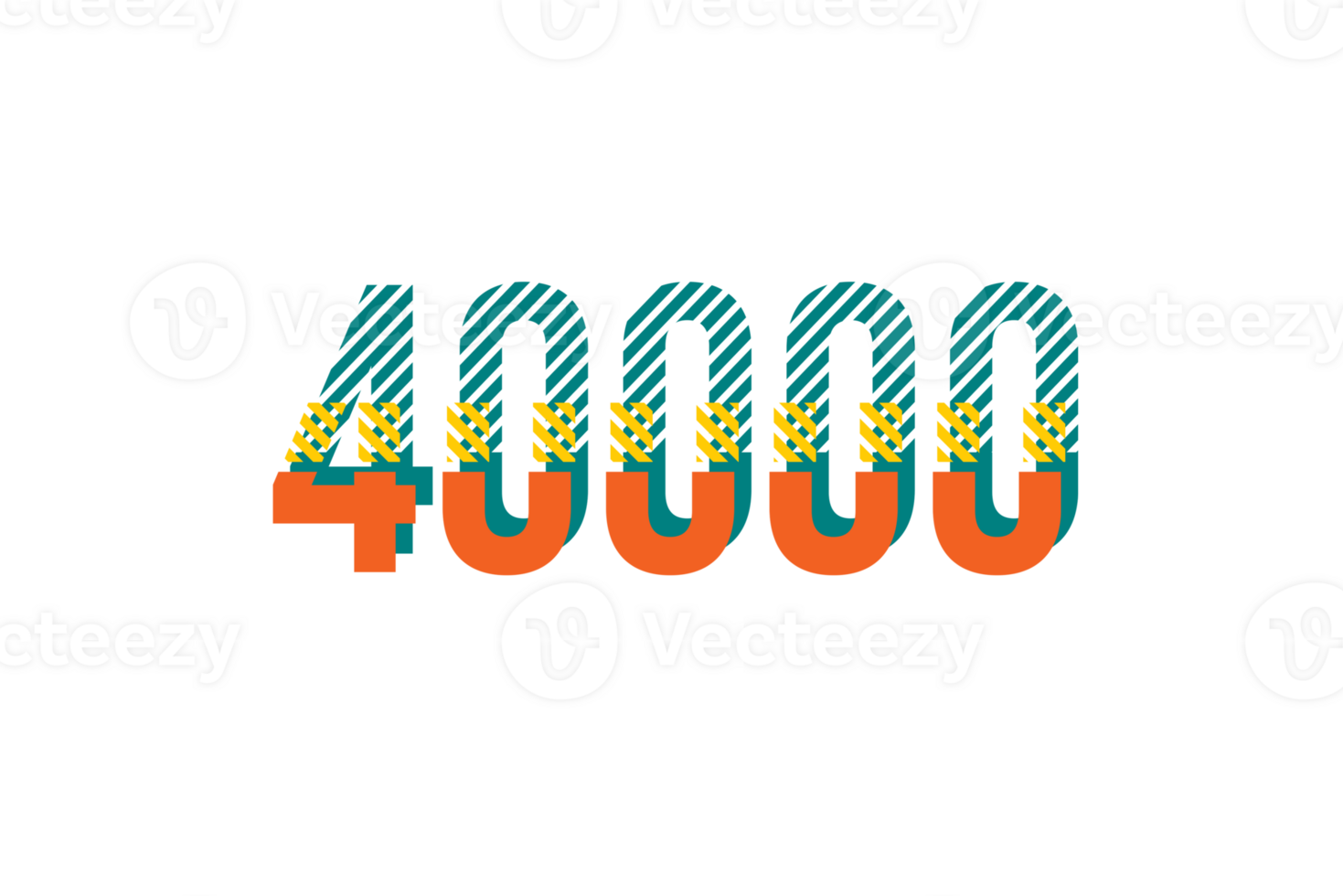 40000 subscribers celebration greeting Number with strips design png