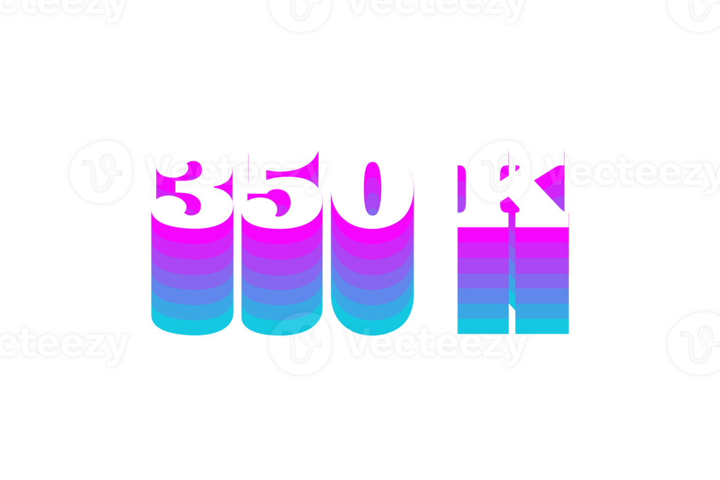 350 k subscribers celebration greeting Number with multi color design png